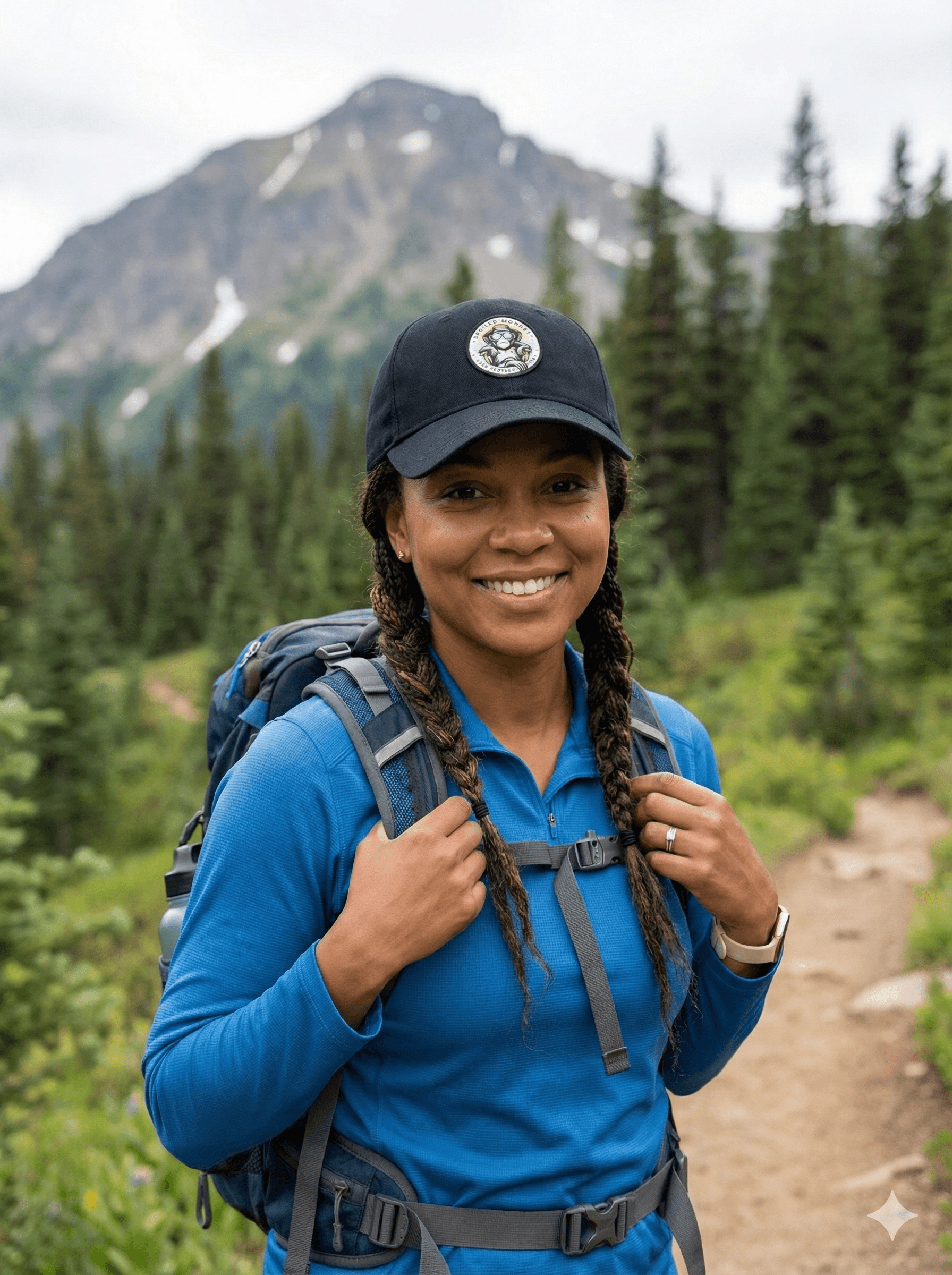 Woman hiking in classic ball cap